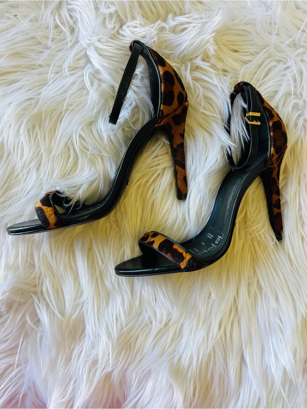 Schutz Leopard animal Print Stiletto heels Sandals shoes USA 6.5